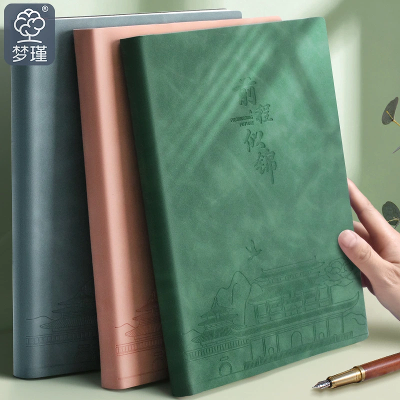 Caderno de diário com capa de couro forrado